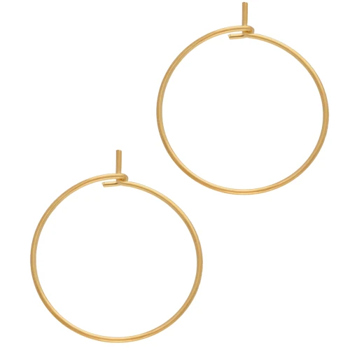 Orecchini a cerchio da decorare 25 mm - Filo 0,8 mm - Dorato con oro fino x2