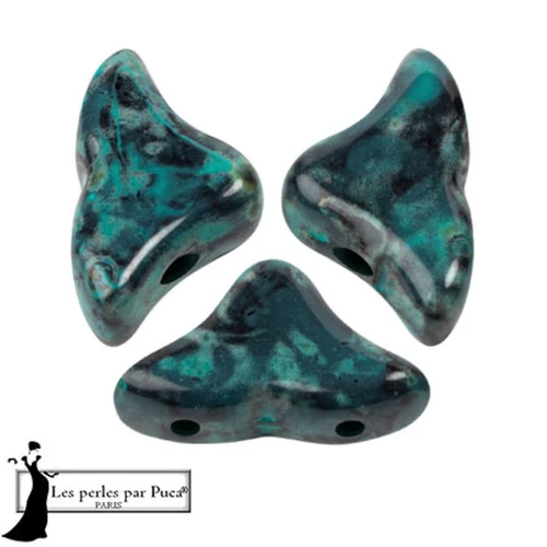 Perle di vetro Helios® di Puca® 6x10mm - Smeraldo nero x10g