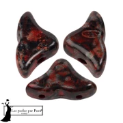 Perles en verre Hélios® par Puca® 6x10mm - Black Stony Red x10g