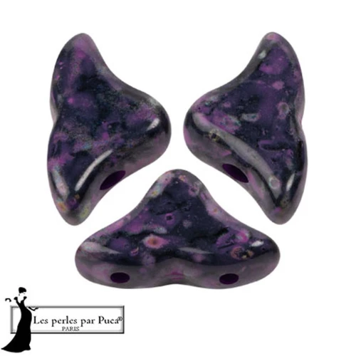 Perle di vetro Helios® di Puca® 6x10mm - Black Stony Violet x10g