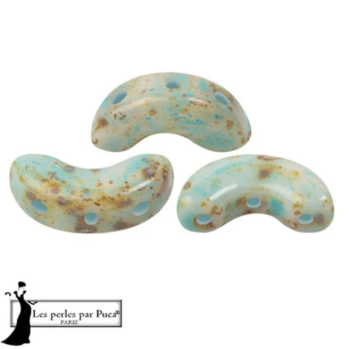 Perle di vetro Arcos® di Puca® 5x10 mm - Bianco Blu Pietra Verde x10g