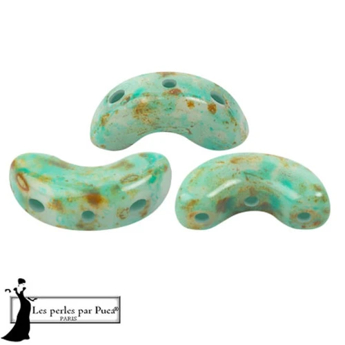 Perle in vetro Arcos® di Puca® 5x10 mm - Smeraldo bianco x10g