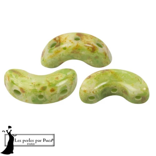 Perle di vetro Arcos® di Puca® 5x10 mm - Bianco Verde Pietra x10g