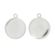 Castone pendente fondo piatto per cabochon mm.15 Argento 925|raw }}