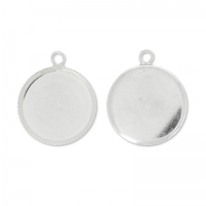 Castone pendente fondo piatto per cabochon mm.15 Argento 925