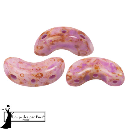 Perle di vetro Arcos® di Puca® 5x10 mm - White Stony Violet x10g