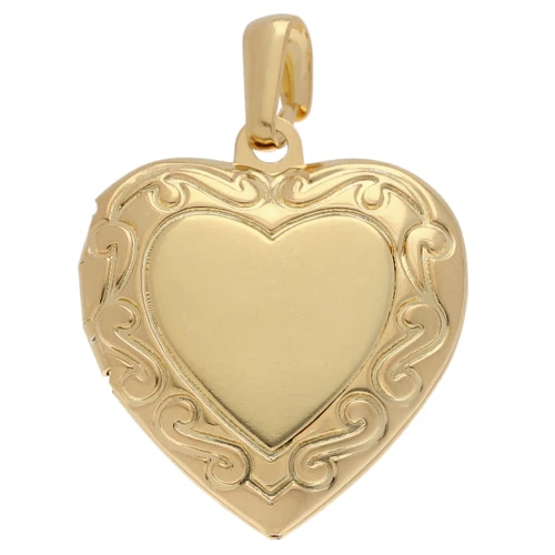 Pendente portafoto a cuore 23x19,5 mm - motivo arabesco - placcato oro 3 micron x1