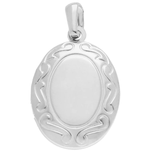 Pendente ovale portafoto 24x16 mm - motivo arabesco - Placcatura in argento x1