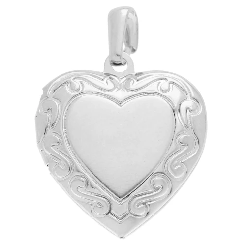 Pendente portafoto a forma di cuore 23x19,5 mm - motivo arabesco - Placcatura in argento x1