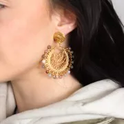 Orecchini dico con un foro 15 mm dorato con oro fino x2