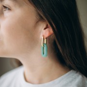 Pendente ovale di pietra semipreziosa 30x15 mm - Opalite x1