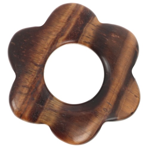 Pendente a fiore in pietra semipreziosa da 20 mm - Occhio di tigre x1