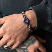 Pendente a fiore in pietra semipreziosa da 20 mm - Lapislazzuli x1