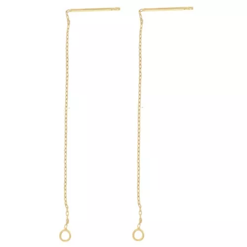 Catene orecchini a maglia Forzatina da 57 mm - Acciaio inox 304L Dorato x2