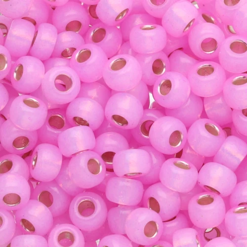 Rocaille Miyuki 6/0 644 - Rosa tinta AB Argento foderato x8g