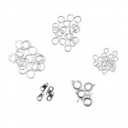 Assortimento di 4 chiusure e 54 anelli Made by Me argentato|raw }}