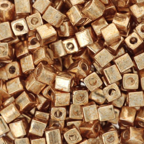 Cubetti misti Miyuki 3 mm SB3-1052 - Oro galvanizzato x10g