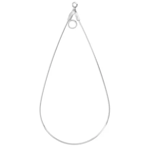 Portaorecchini a goccia 58x28 mm con cerchio - Argento x2