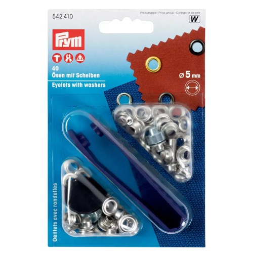 Scatola di 40 occhielli da 5 mm con rondelle e strumento di regolazione - Argento x1