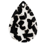 Pendente a goccia 22x15 mm in acetato - Terrazzo trasparente - Nero x1