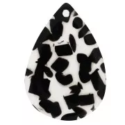Pendente a goccia 22x15 mm in acetato - Terrazzo trasparente - Nero x1