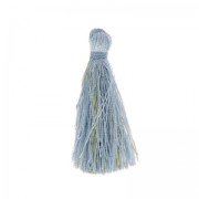 Pompon imitazione seta 95 mm Dorato/Blu Pastel x1