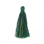 Pompon imitazione seta 95 mm Dorato/Vert Sapin x1