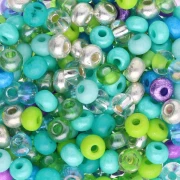 Perla Preciosa 6/0 4 mm - Assortimento verde - turchese - viola x 20 g