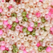 Preciosa Perles rocailles 8/0 3 mm - Mix Crème - Vert - Rose x20g