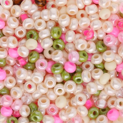 Perla Preciosa 8/0 3 mm - Mix crema - verde - rosa x 20 g