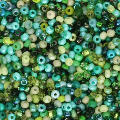 Perla Preciosa 11/0 2 mm - Mix verde x 20 g