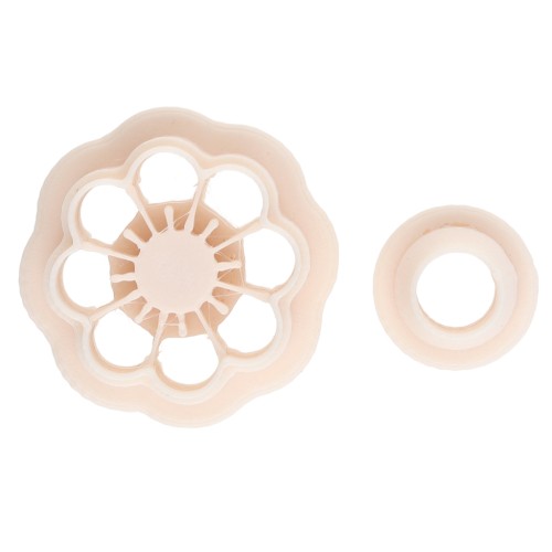 Set di tagliabiscotti per fiori a margherita da 18 mm in polimero biodegradabile - Beige