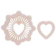 Set di tagliabiscotti a cuore glitterato da 30 mm in polimero biodegradabile - Beige