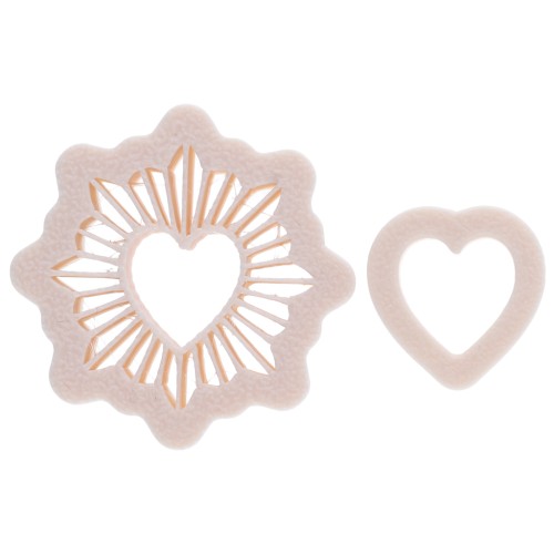 Set di tagliabiscotti a cuore glitterato da 30 mm in polimero biodegradabile - Beige