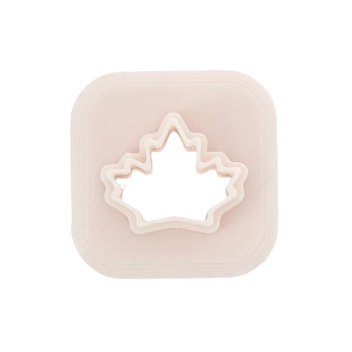 Mini tagliabiscotti a forma di foglia d'acero 10x13 mm in polimero biodegradabile - Beige x1
