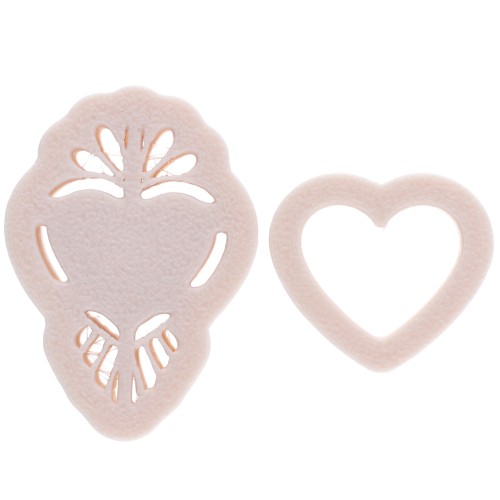 Tagliabiscotti a cuore Ex-voto 31x20,5 mm in polimero biodegradabile - Beige x2
