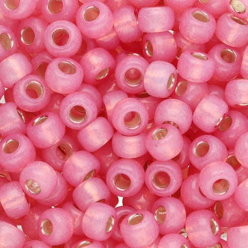 Rocaille Miyuki 6/0 645 - Alabastro tinto rosa scuro foderato d'argento x8g