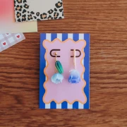 Cartoncini per gioielli 9x6 cm - Rosa sfumato - Rosa scuro - Giallo x20