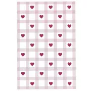 Biglietti gioiello 9x6 cm - Motivo percalle e cuoricini - Rosa Antica - Bianco x20