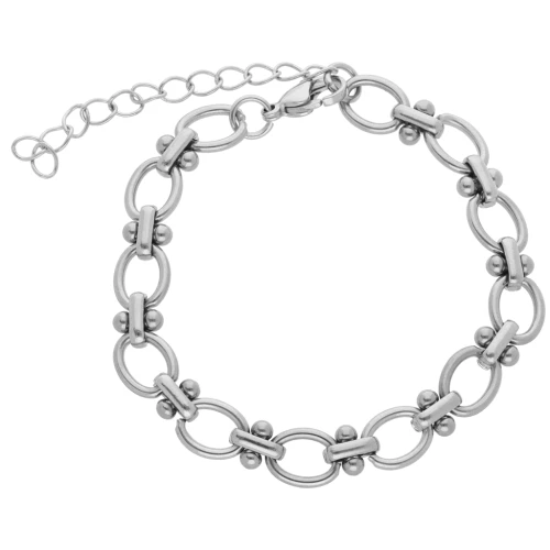Bracciale a maglia fantasia da 7,5 mm - Acciaio inossidabile 304 x16cm