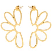 Orecchini scavati a fiore 41x24 mm - Acciaio inossidabile 316L Dorato x2