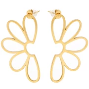 Orecchini scavati a fiore 41x24 mm - Acciaio inossidabile 316L Dorato x2