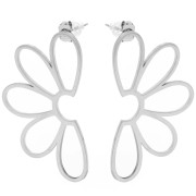 Orecchini a fiore scavato 41x24 mm - acciaio inossidabile 304 x2|raw }}