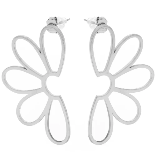 Orecchini a fiore scavato 41x24 mm - acciaio inossidabile 304 x2