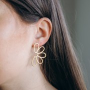 Orecchini a fiore scavato 41x24 mm - acciaio inossidabile 304 x2