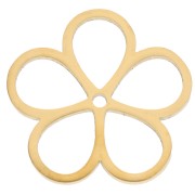 Ciondoli a fiore cavo 16 mm - Acciaio inossidabile 316L placcato oro x2