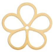 Ciondoli a fiore cavo 16 mm - Acciaio inossidabile 316L placcato oro x2