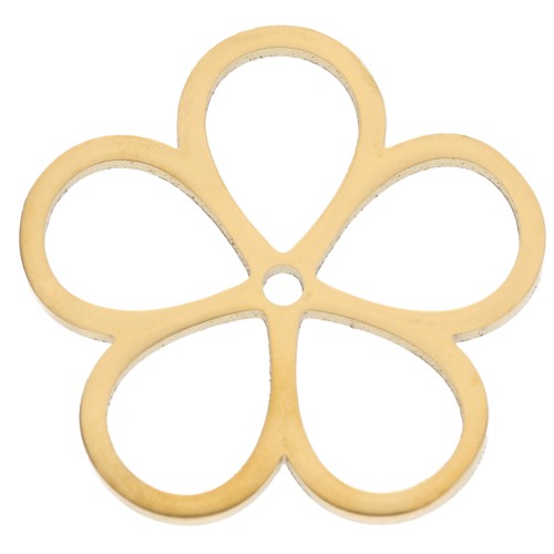 Ciondoli a fiore cavo 16 mm - Acciaio inossidabile 316L placcato oro x2