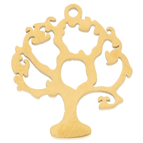 Ciondolo albero della vita 18x16 mm - Acciaio inossidabile 304 Dorato x1