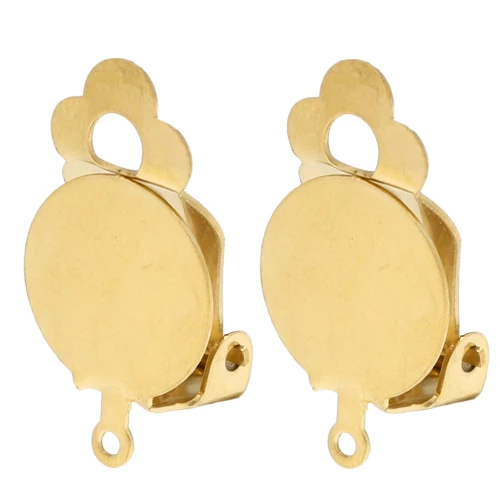 Clips d'oreilles plateau 12 mm oreilles non percées - Acciaio inossidabile 304 Dorato x2